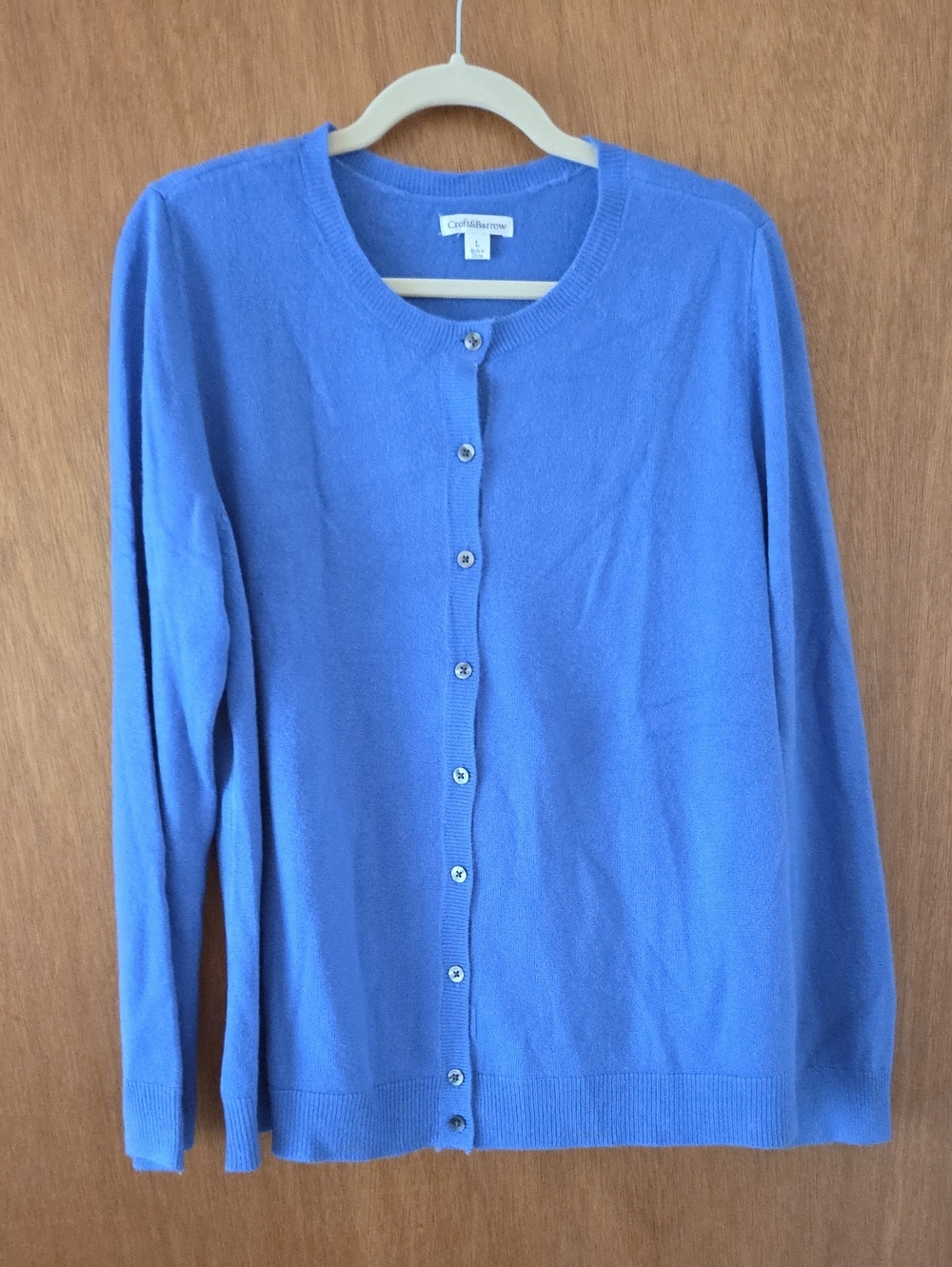 Croft & Barrow Blue Crewneck Button-Front Cardigan